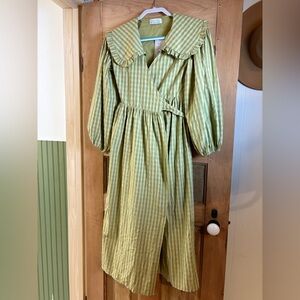 Zoco Green Gingham Wrap Dress